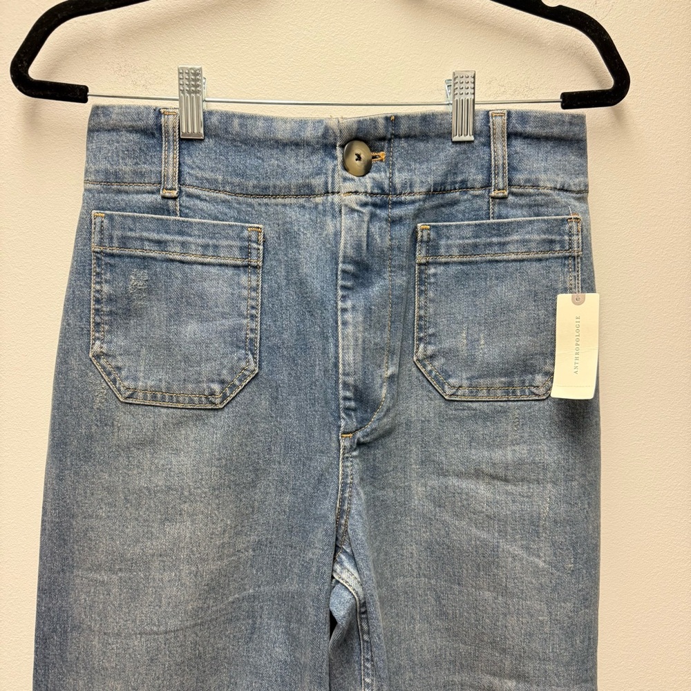 NWT Anthropologie Pilcro The Skipper Cropped Wide-Leg Jeans, Blue | 28 - Picture 7 of 10